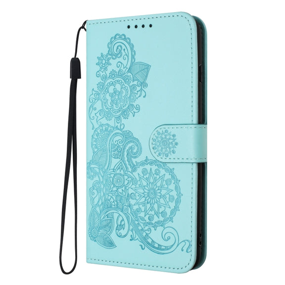 For Google Pixel 9 Pro Datura Flower Embossed Flip Leather Phone Case(Light blue)