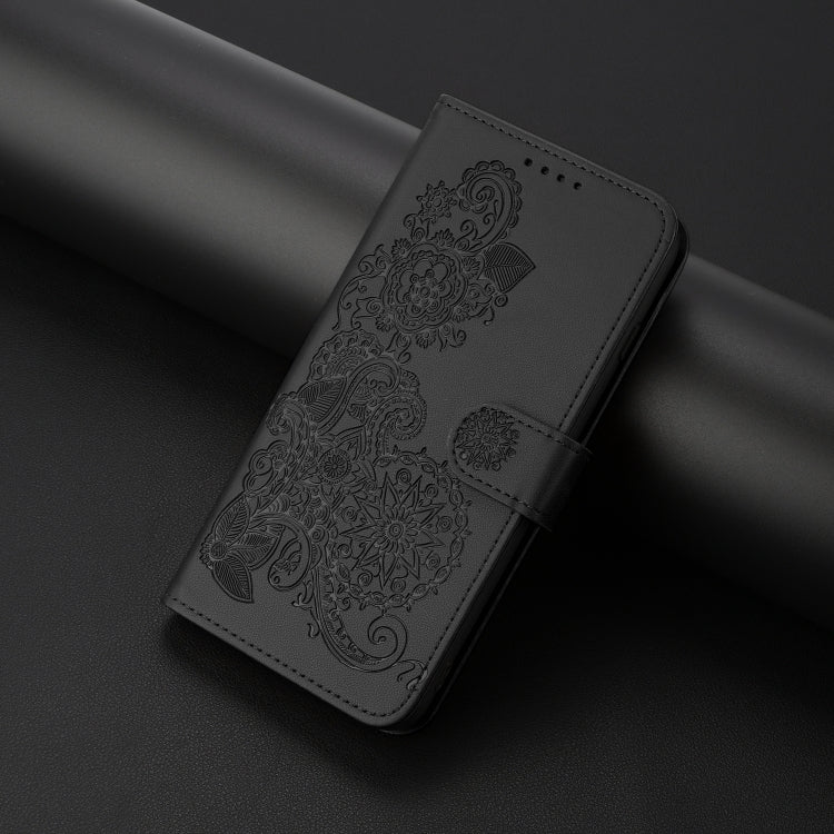 For Google Pixel 9 Pro Datura Flower Embossed Flip Leather Phone Case(Black)