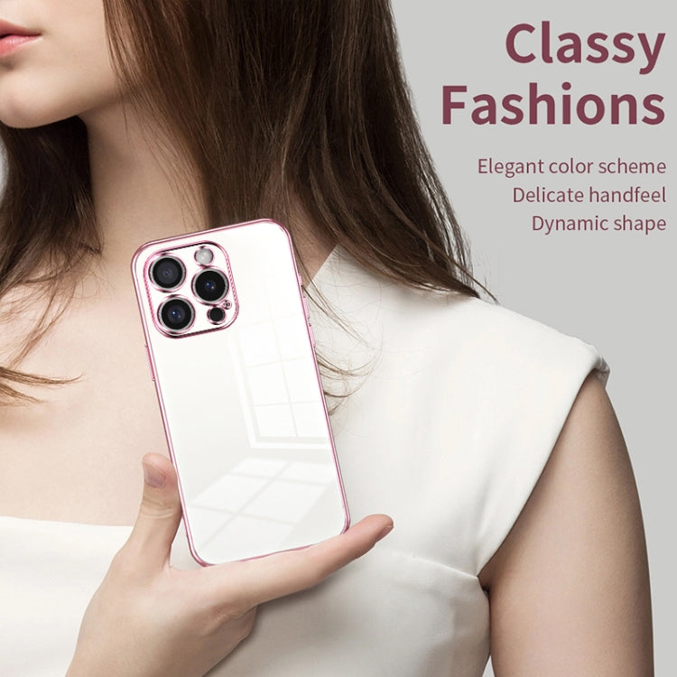 For iPhone 16 Pro Transparent Plating Fine Hole Phone Case(Black)