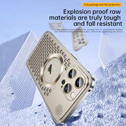 For iPhone 14 Pro Max Spring Buckle MagSafe Magnetic Metal Aromatherapy Phone Case(Silver)