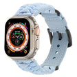 For Apple Watch Ultra 49mm Plain Paracord Genuine Leather Watch Band(Baby Blue) - Watch Bands by PMC TechLife | Online Shopping South Africa | PMC TechLife | Buy Now Pay Later Mobicred