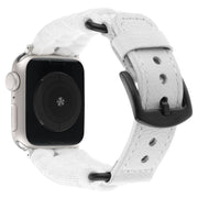For Apple Watch Ultra 49mm Plain Paracord Genuine Leather Watch Band(White)