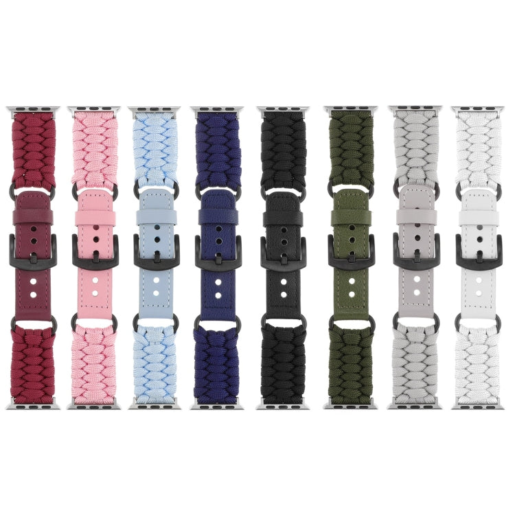For Apple Watch Ultra 2 49mm Plain Paracord Genuine Leather Watch Band(Royal Blue)