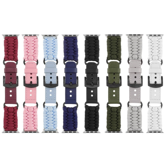 For Apple Watch Ultra 2 49mm Plain Paracord Genuine Leather Watch Band(Royal Blue)