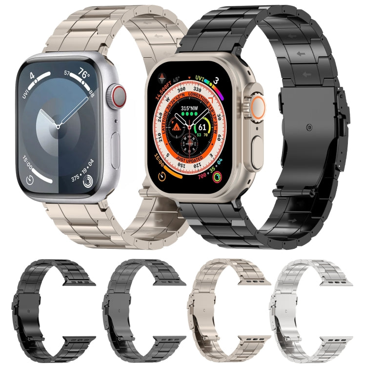 For Apple Watch 38mm Safety Buckle Trapezoid Titanium Steel Watch Band(Titanium)