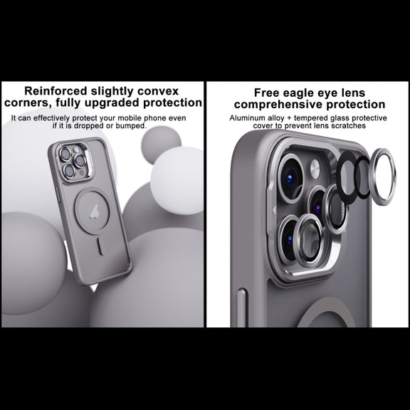 For iPhone 14 Pro Max Invisible Lens Holder PC + TPU Frosted MagSafe Phone Case(Dark Blue)
