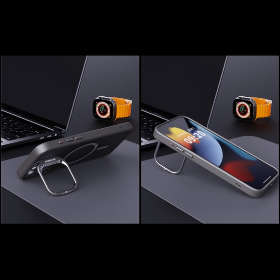 For iPhone 14 Invisible Lens Holder PC + TPU Frosted MagSafe Phone Case(White)