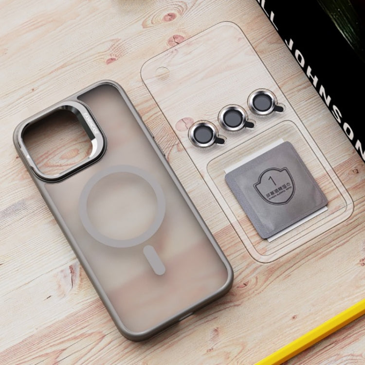 For iPhone 14 Pro Max Invisible Lens Holder PC + TPU Frosted MagSafe Phone Case(Black)