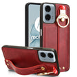 For Motorola Moto G 5G 2024 Wristband Leather Back Phone Case(Red) - Motorola Cases by PMC Jewellery | Online Shopping South Africa | PMC Jewellery | Buy Now Pay Later Mobicred