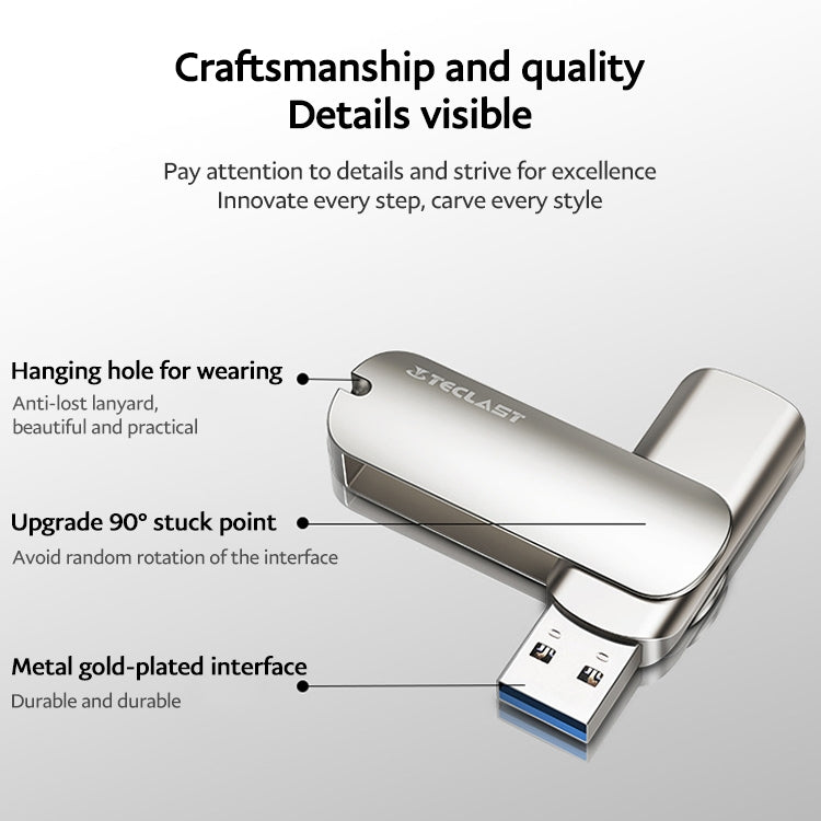 Teclast Leishen Plus Series USB3.0 Twister Flash Drive, Memory:64GB(Silver)