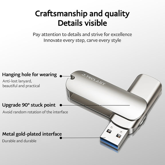 Teclast Leishen Plus Series USB3.0 Twister Flash Drive, Memory:128GB(Silver)