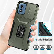 For Motorola Moto G Play 2024 Sliding Camshield Holder Phone Case(Alpine Green)