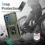 For Motorola Moto G Play 2024 Sliding Camshield Holder Phone Case(Alpine Green)
