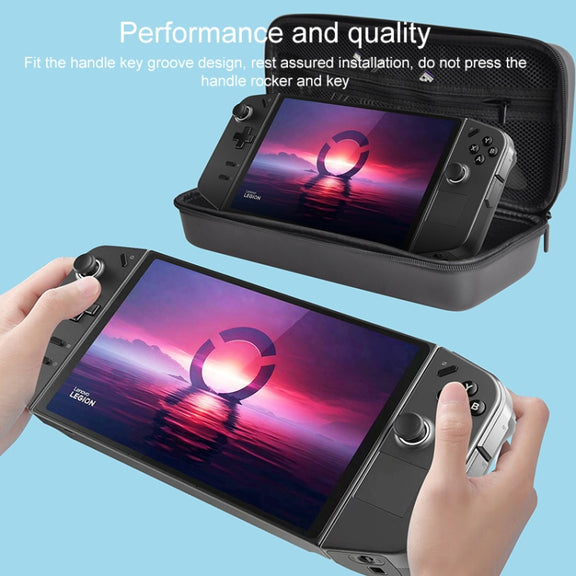 For Lenovo Legion Go  Portable EVA Leather Grain Game Console Storage Bag(Black)