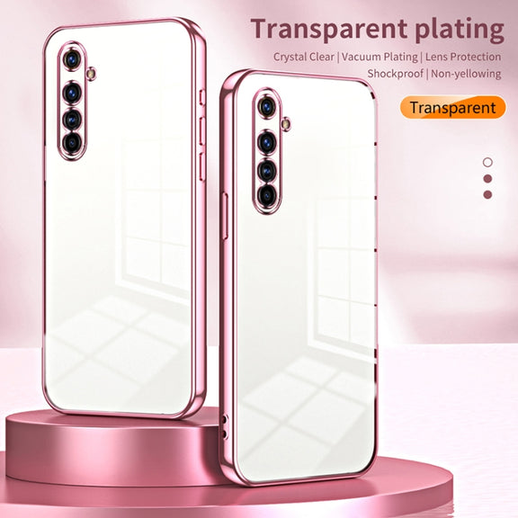 For Realme X50 Pro Transparent Plating Fine Hole Phone Case(Silver)