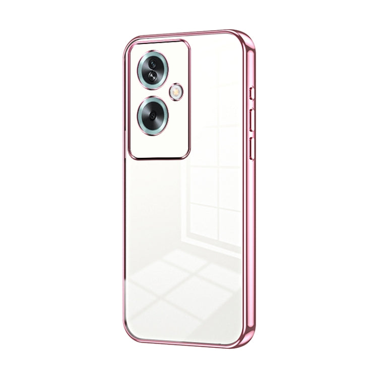 For OPPO A79 5G / A2 Transparent Plating Fine Hole Phone Case(Pink)