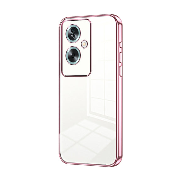 For OPPO A79 5G / A2 Transparent Plating Fine Hole Phone Case(Pink)
