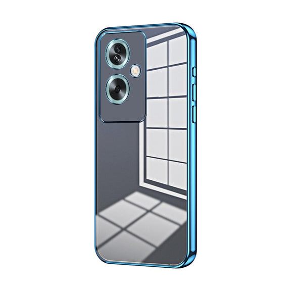 For OPPO A79 5G / A2 Transparent Plating Fine Hole Phone Case(Blue)