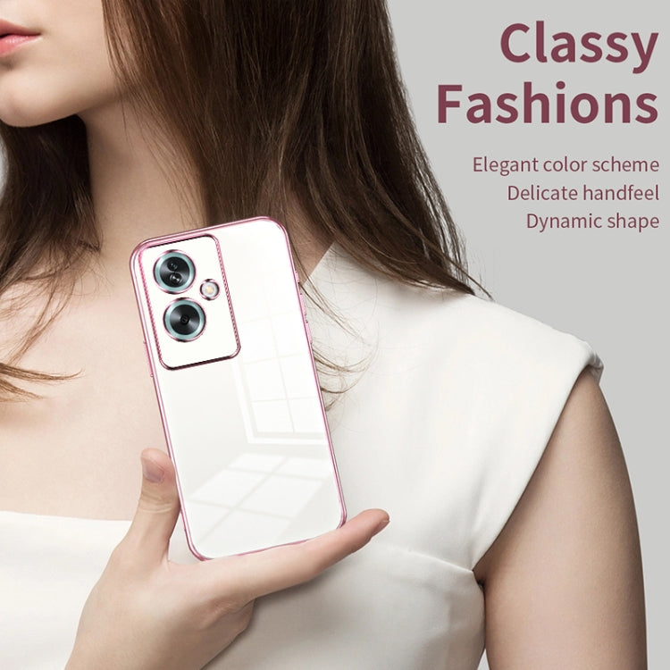 For OPPO A79 5G / A2 Transparent Plating Fine Hole Phone Case(Black)