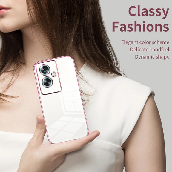 For OPPO A79 5G / A2 Transparent Plating Fine Hole Phone Case(Black)