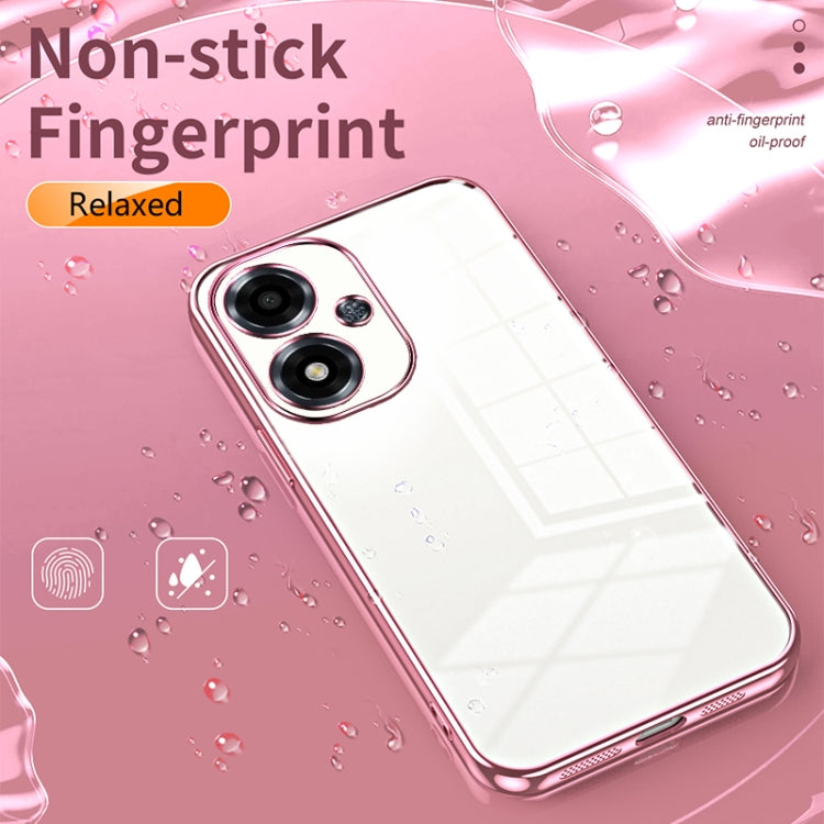 For OPPO A2m Transparent Plating Fine Hole Phone Case(Green)