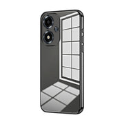 For OPPO A2m Transparent Plating Fine Hole Phone Case(Black)