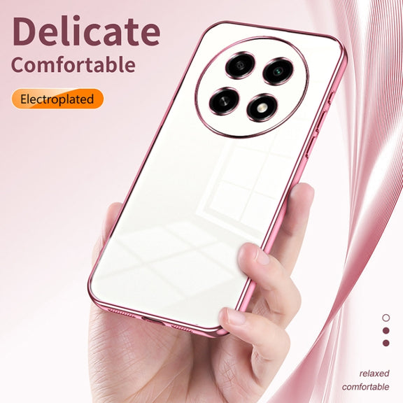 For OPPO A2 Pro Transparent Plating Fine Hole Phone Case(Pink)