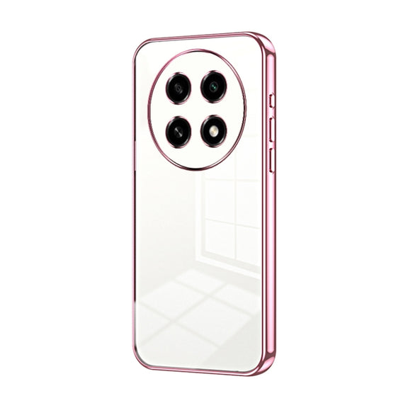For OPPO A2 Pro Transparent Plating Fine Hole Phone Case(Pink)