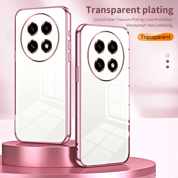 For OPPO A2 Pro Transparent Plating Fine Hole Phone Case(Gold)
