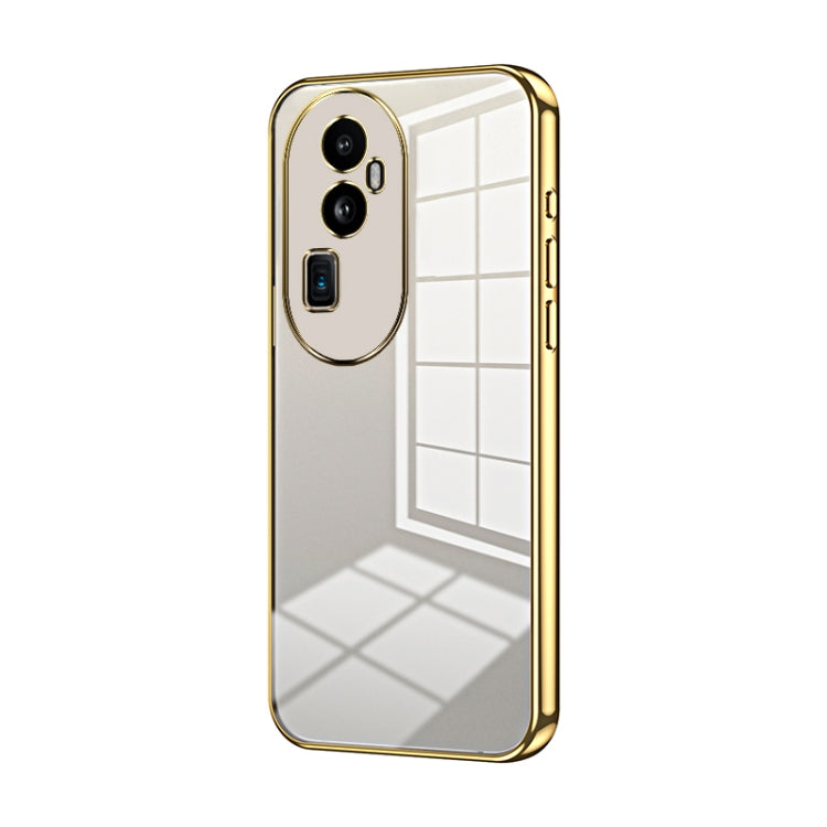 For OPPO Reno10 Pro+ Transparent Plating Fine Hole Phone Case(Gold)