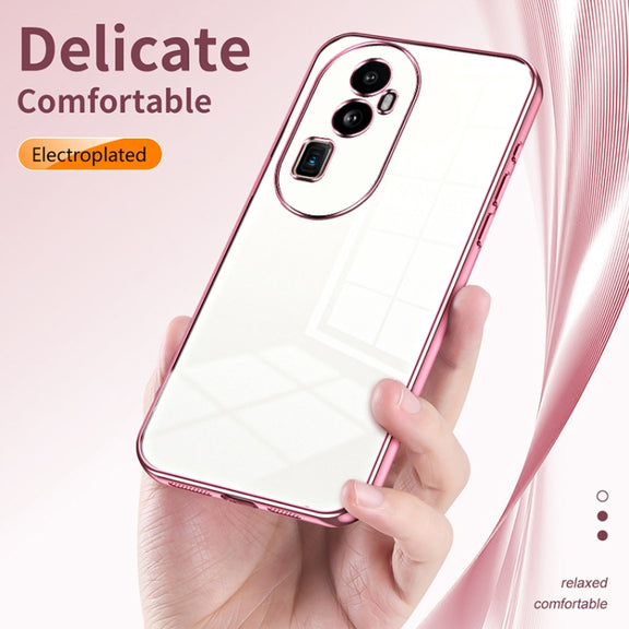 For OPPO Reno10 Pro+ Transparent Plating Fine Hole Phone Case(Gold)