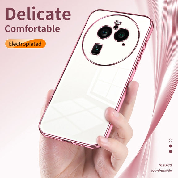 For OPPO Find X6 Pro Transparent Plating Fine Hole Phone Case(Green)