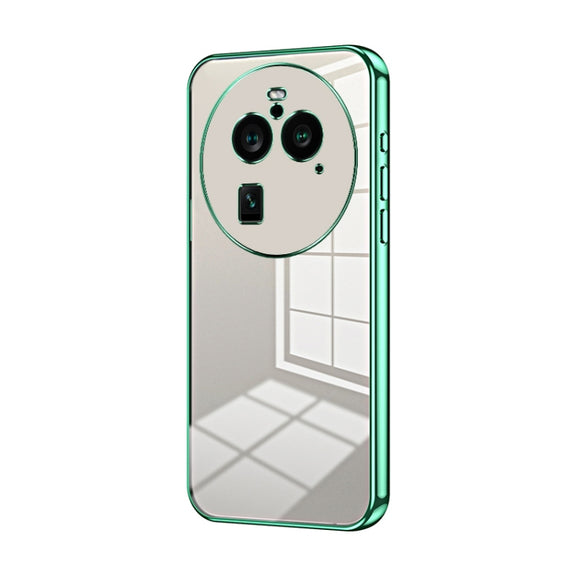 For OPPO Find X6 Pro Transparent Plating Fine Hole Phone Case(Green)
