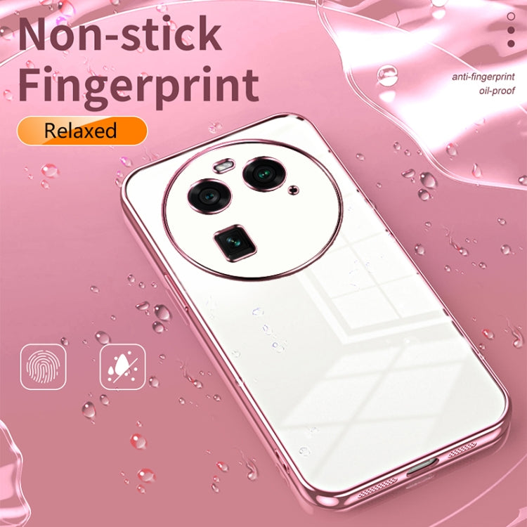 For OPPO Find X6 Transparent Plating Fine Hole Phone Case(Blue)