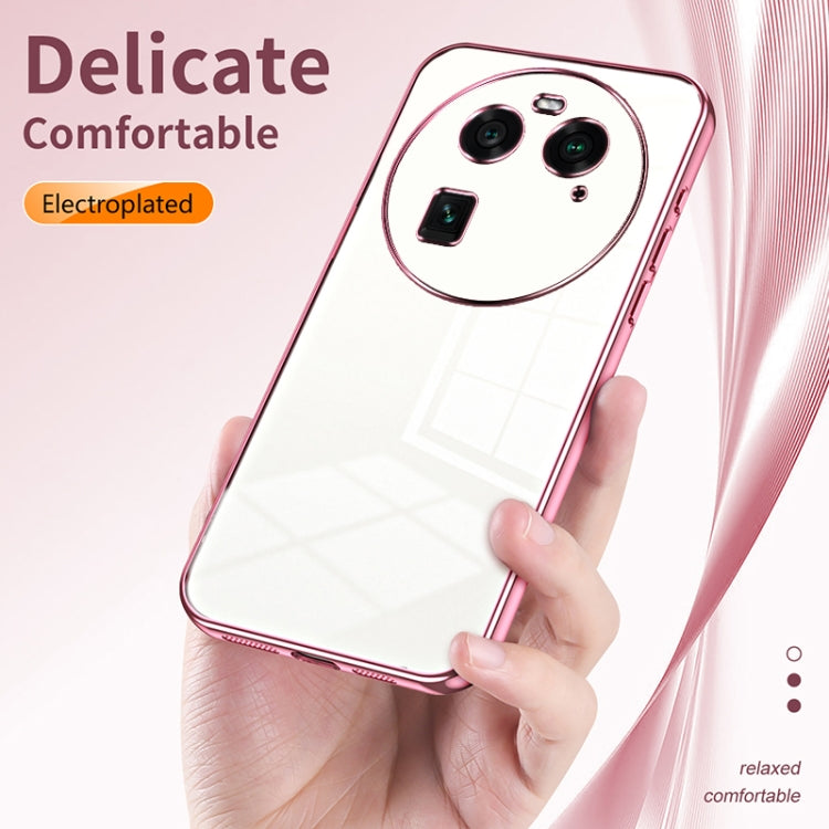 For OPPO Find X6 Transparent Plating Fine Hole Phone Case(Blue)