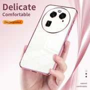 For OPPO Find X6 Transparent Plating Fine Hole Phone Case(Blue)