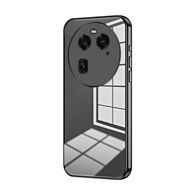 For OPPO Find X6 Transparent Plating Fine Hole Phone Case(Black)