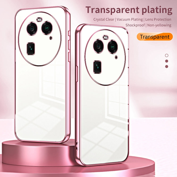 For OPPO Find X6 Transparent Plating Fine Hole Phone Case(Black)