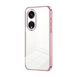 For OPPO Reno8 T 5G Transparent Plating Fine Hole Phone Case(Pink) - OPPO Cases by PMC TechLife | Online Shopping South Africa | PMC TechLife | Buy Now Pay Later Mobicred