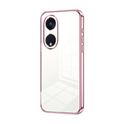 For OPPO Reno8 T 5G Transparent Plating Fine Hole Phone Case(Pink)