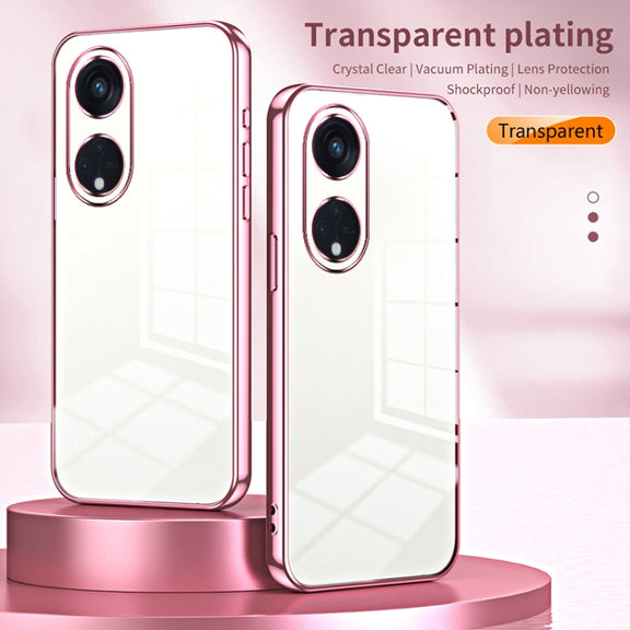 For OPPO Reno8 T 5G Transparent Plating Fine Hole Phone Case(Silver)