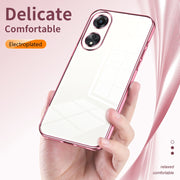 For OPPO A58 5G / A58x 5G Transparent Plating Fine Hole Phone Case(Black)