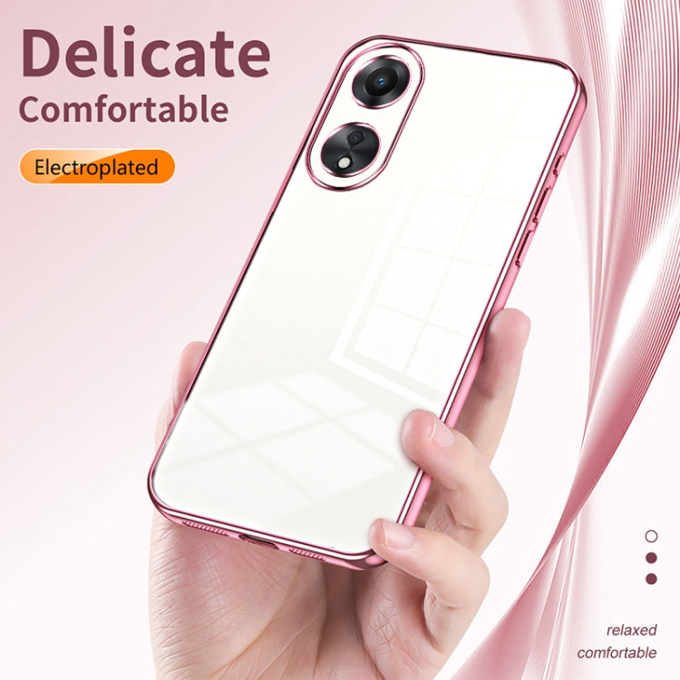 For OPPO A58 5G / A58x 5G Transparent Plating Fine Hole Phone Case(Black)
