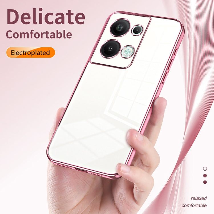 For OPPO Reno9 Pro+ Transparent Plating Fine Hole Phone Case(Black)