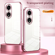 For OPPO A1 Pro Transparent Plating Fine Hole Phone Case(Gold)