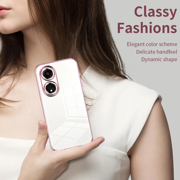 For OPPO A1 Pro Transparent Plating Fine Hole Phone Case(Gold)