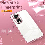 For OPPO A1 Pro Transparent Plating Fine Hole Phone Case(Gold)