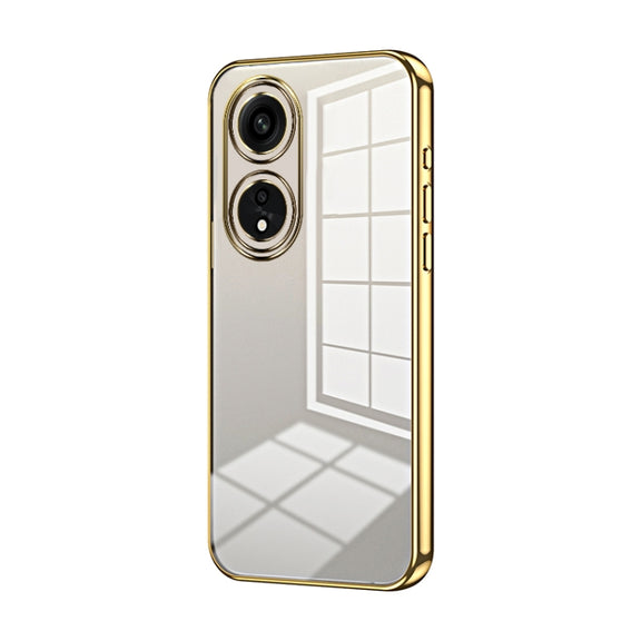 For OPPO A1 Pro Transparent Plating Fine Hole Phone Case(Gold)