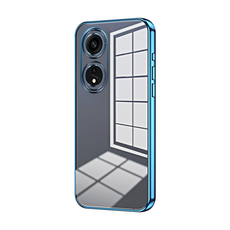 For OPPO A1 Pro Transparent Plating Fine Hole Phone Case(Blue)