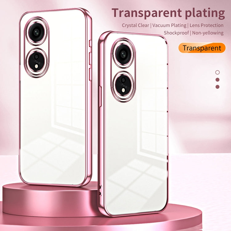 For OPPO A1 Pro Transparent Plating Fine Hole Phone Case(Blue)